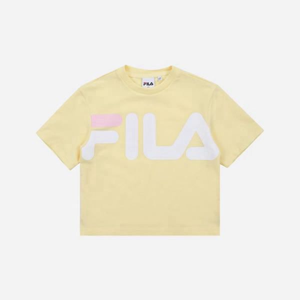 Camisetas Manga Corta Fila Niñas Amarillo - Bambini Crop Top S/S - España 201756BIM